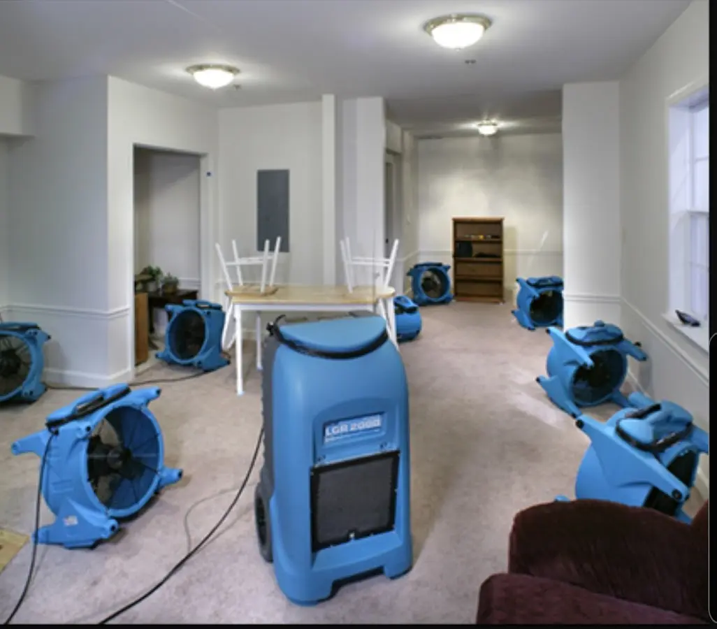 Air movers and dehumidifier setup for Water Damage Restoration in Plaquemine